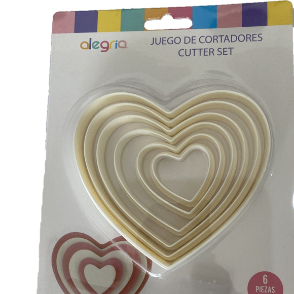 Set Plástico de Cortadores Corazón 6 piezas