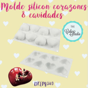 Molde de Silicón  Corazón 8 cavidadades