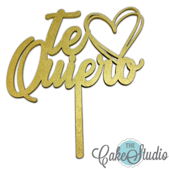 Topper Te Quiero San Valentin MDF Dorado 1 Pz